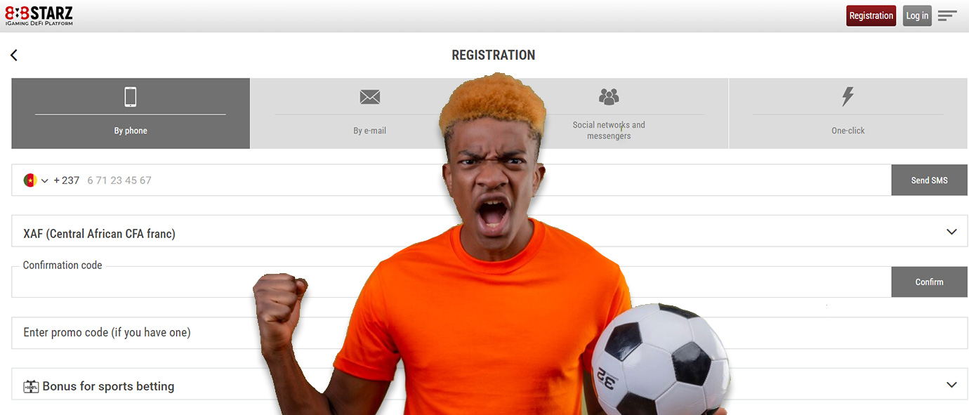 888STARZ registration for Cameroon bettors. 